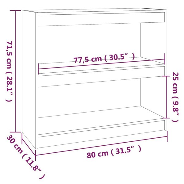 Berkfield Book Cabinet/Room Divider Grey 80x30x71.5 cm Solid Wood Pine