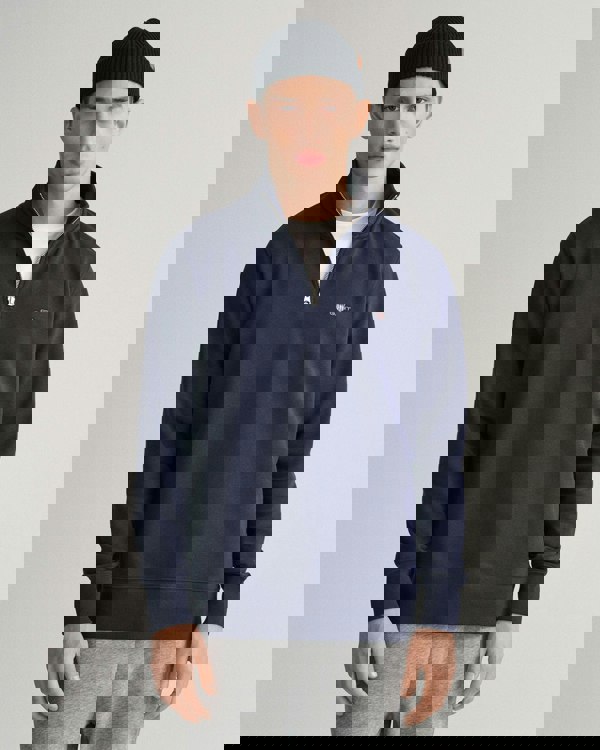 GANT Mens Regular Fit Shield Logo Half Zip Sweatshirt NOS - 433 Evening Blue