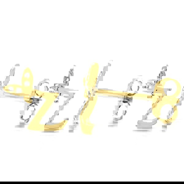 Say It With Winged Initial Earrings - Yellow Gold Plated