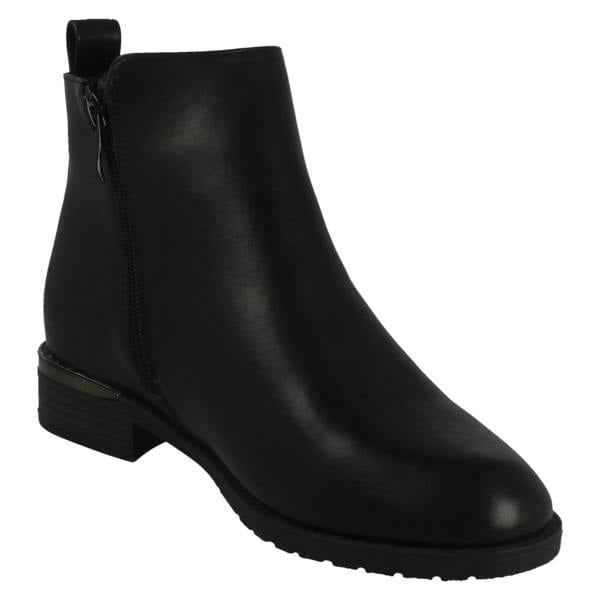 Spot On Ladies Spot On Low Heel Wide Fit Elastic Gussest Zip Ankle Boots F51195