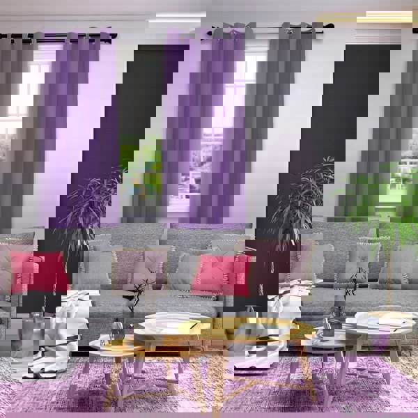 Purple Blackout Curtains - Eyelet Thermal Curtain  - 66 x 72 Inch Drop - 2 Panel Image 6