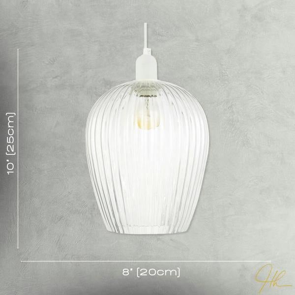 Modern Transparent Mini Line Ribbed Glass Pendant Ceiling Lamp Shade Image 7