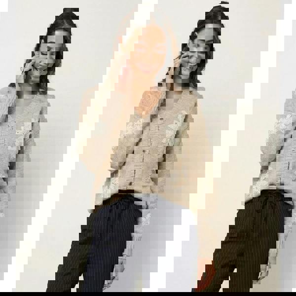 Blue Vanilla Crochet Embellished Floral Cardigan