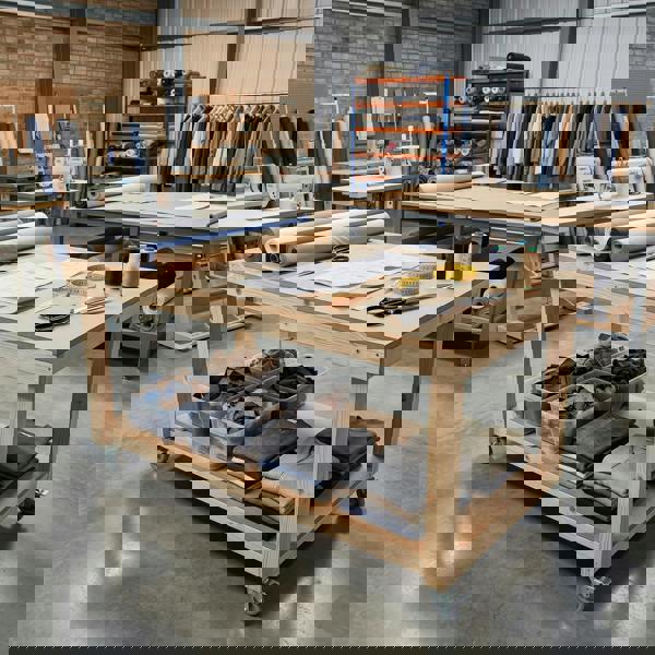 Arbor Garden Solutions Wooden Workbench MDF Top Depth-3ft With Wheels