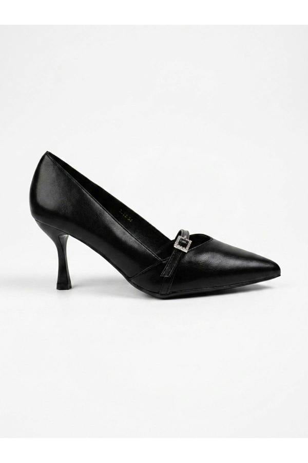 Theia Pointed Toe Embellished Strap Shoes - Black