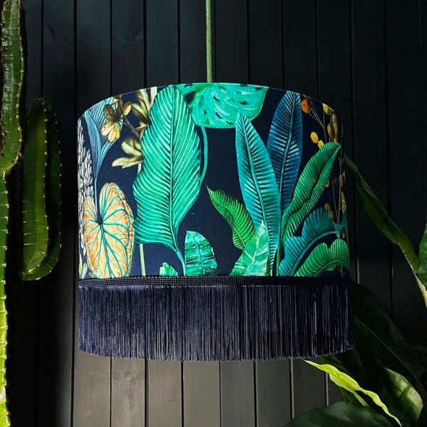 Love Frankie velvet lampshade rainforest fringing