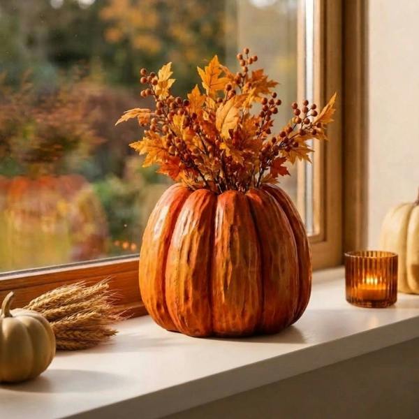 Garden Greatness Autumnal Ceramic Pumpkin Planter Pot