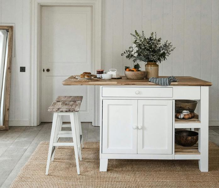 Statement Furniture Florence Kitchen Island with Cupboard and Shelves
