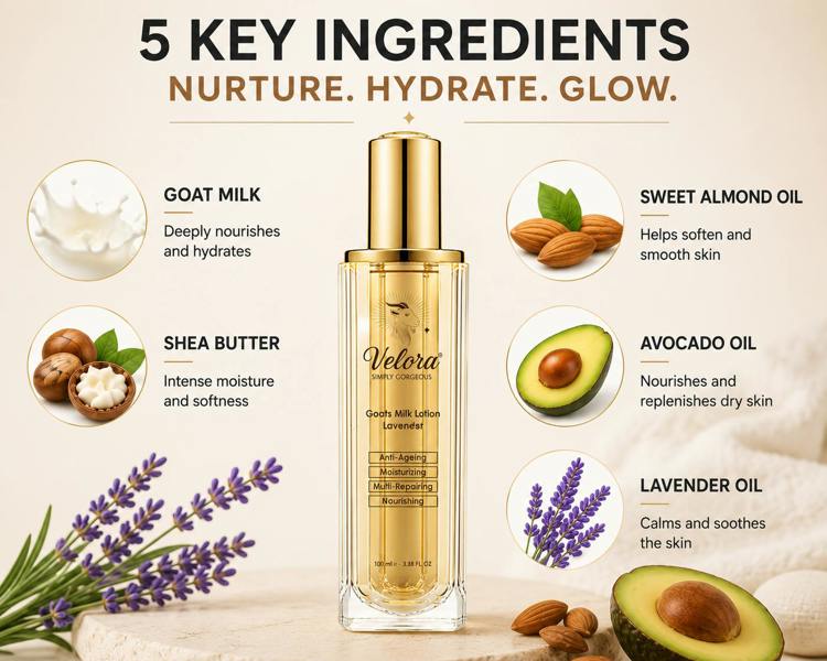 Velora Goat Milk Body Lotion Lavender | Hydrating Body Moisturiser | 100ml