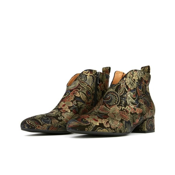 Embassy London Iris - Black Multi - Women's leather side zip ankle boot with soft insoles