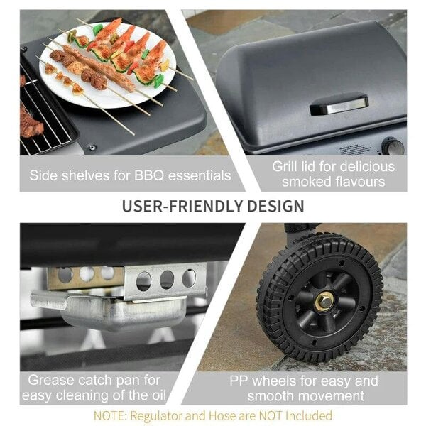 Bobobiy 2 x 2.8kW Burner Gas BBQ - Grey