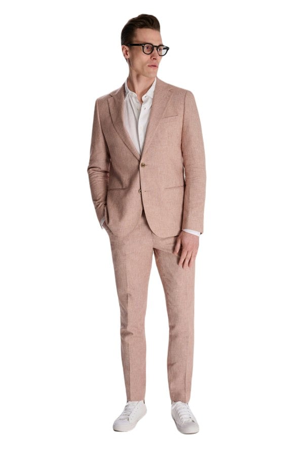Harry Brown London Giacomo Slim Fit Cotton Linen Suit Jacket in Rust