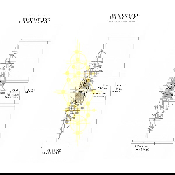 Cohen Art Deco Gold Wall Clock, Silent Clock, Horizontal Or Vertical with walnut sideboard