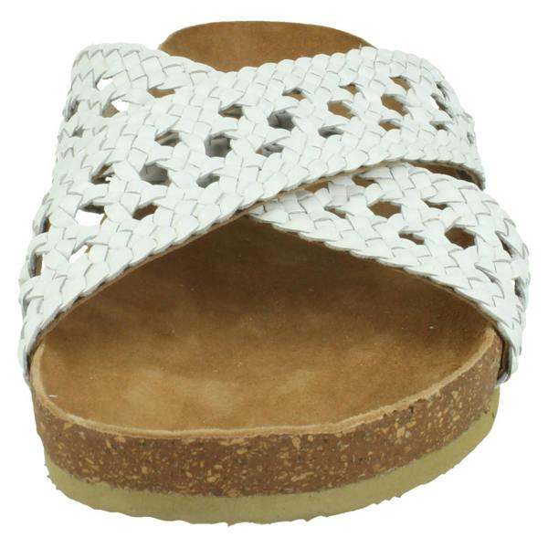 Down to Earth Ladies Down To Earth Leather X Strap Mule Sandals F00429