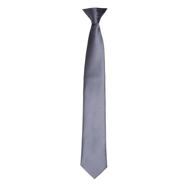 Premier Colours Mens Satin Clip Tie - Steel