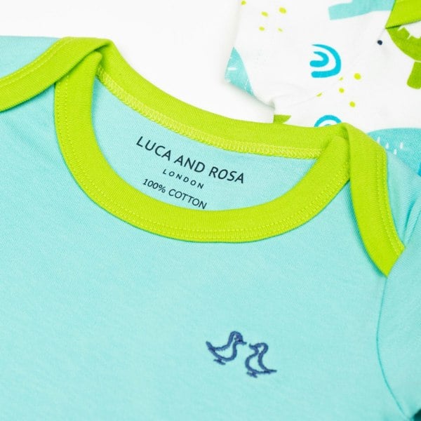 Luca and Rosa Little Elephant Print Boys Pack of 2 Baby Vests