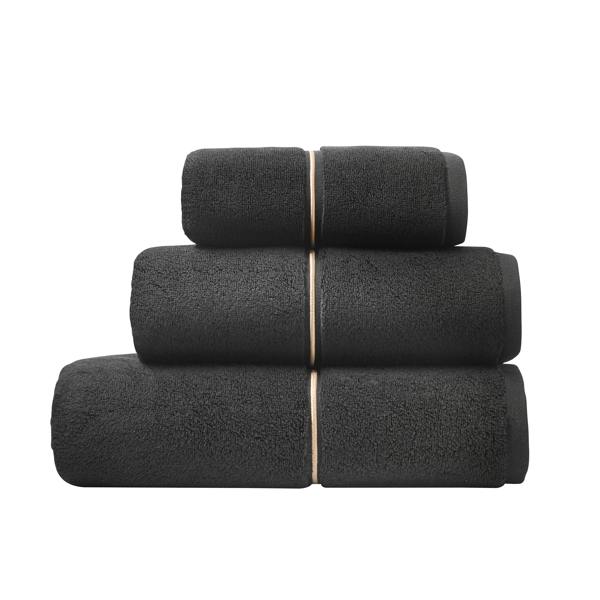 Bianca Zero Twist Satin Stitch Cotton Towel Black