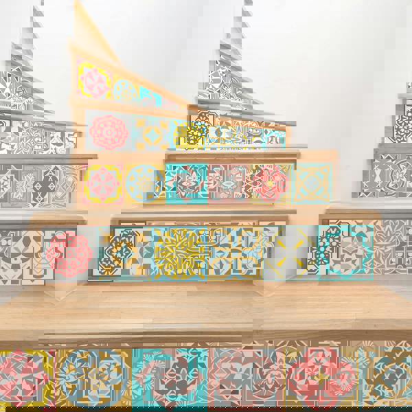 WT1521 Malia Colourful Tiles Mix Wall Stickers - 15 cm x 15 cm - 24 pcs.