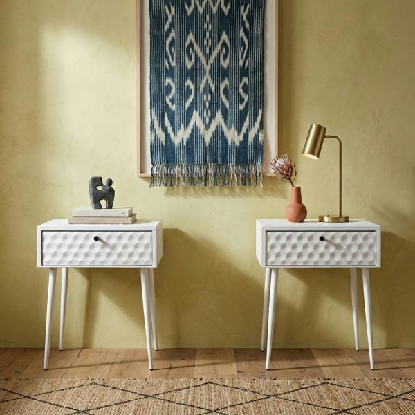 Core Products Set of 2 Saturn Metal 1-Drawer Bedside Cabinets