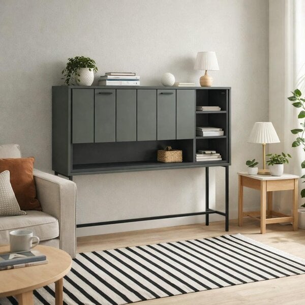 Wyld Haus Elowynd Olive Green Panelled Bar Cabinet 1 Door 2 Shelves