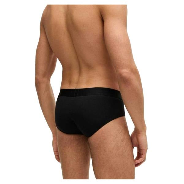 Boss Mens Logo Cotton Briefs (Pack of 3) - Black - 