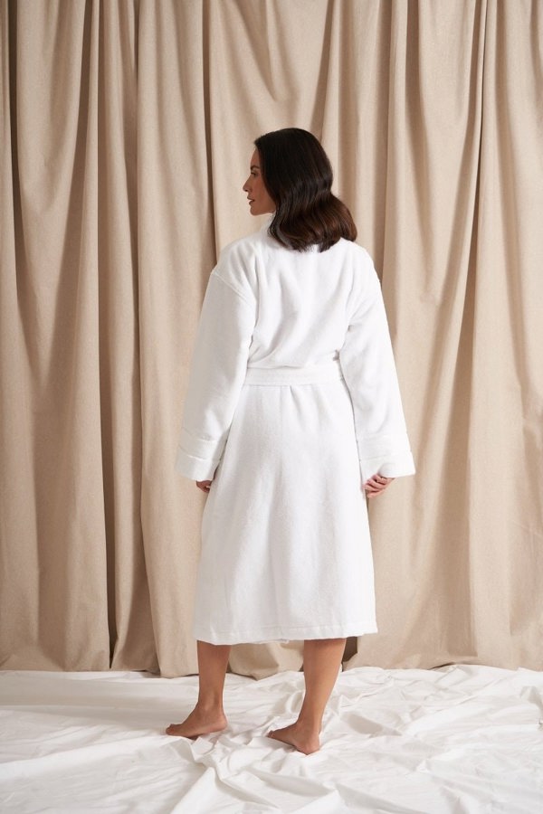 Bamboo Towelling Robe in Cloud WhiteHomeware