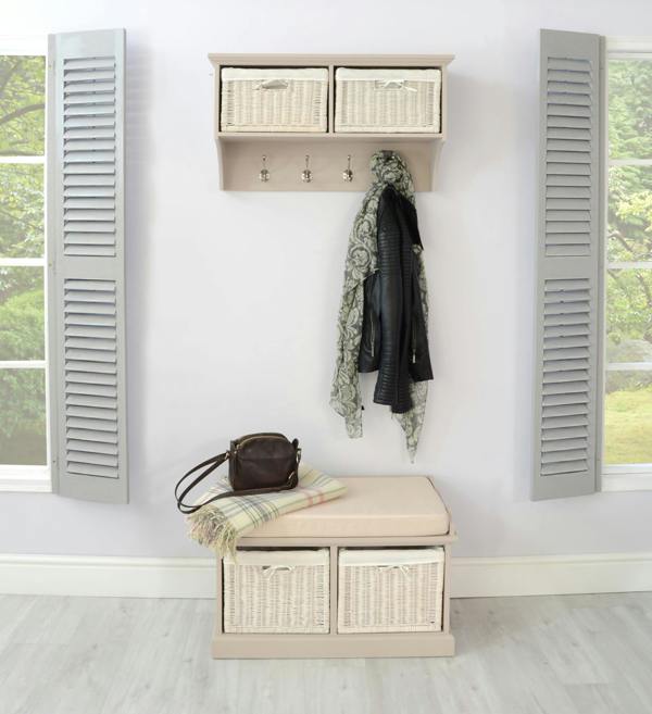 Statement Furniture Tetbury Small Hallway Set with Storage Baskets and Cushion Seat