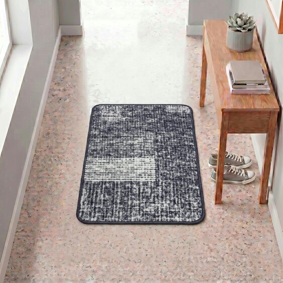 JVL Fiora Machine Washable Indoor Mat - 44 x 75cm - Muted Matrix