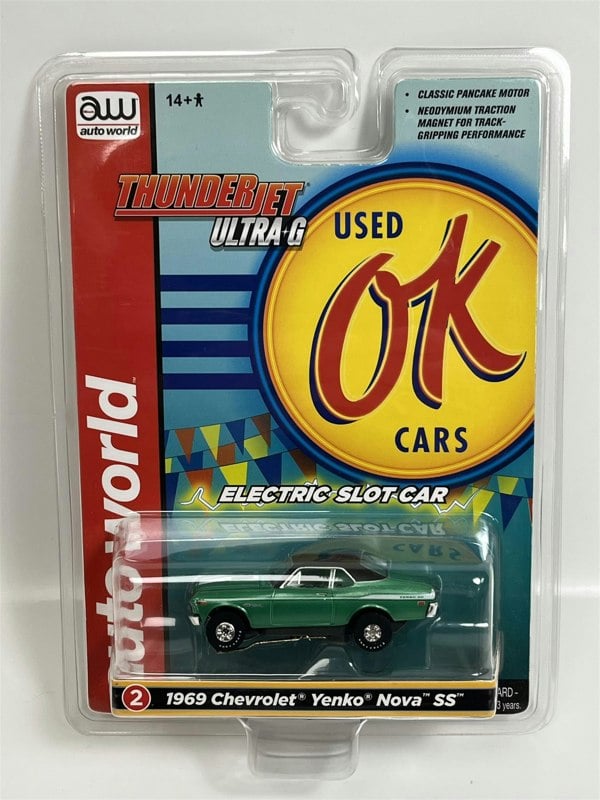 Auto World Slot Cars 1969 Chevrolet Yenko Nova SS Grn Thunderjet Ultra G HO Slot Car SC377-2