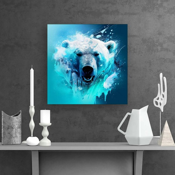 Warren Reed Polar Bear Face Splash Art Canvas