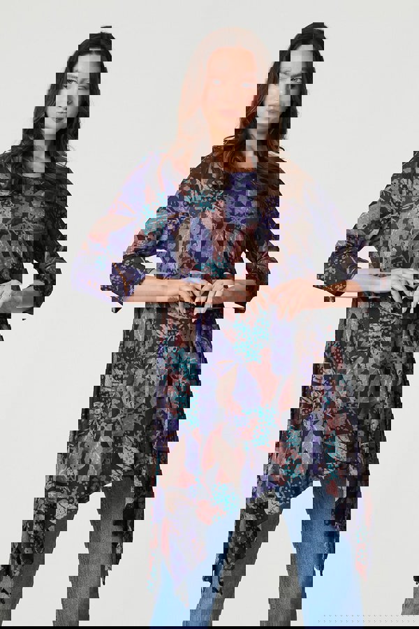 Purple | Floral Asymmetric Hem Dress