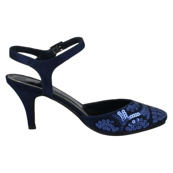 Spot On Ladies Spot On Mid Heel Sequined Evening Sandals