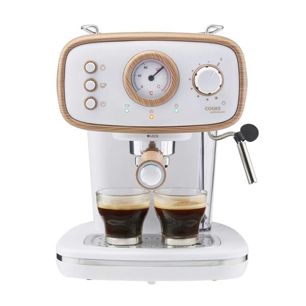 Cooks Professional Retro Espresso Machine | Nordic White