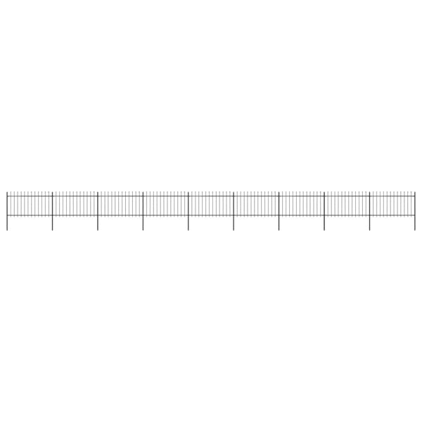 Berkfield Garden Fence with Spear Top Steel 15.3x1 m Black