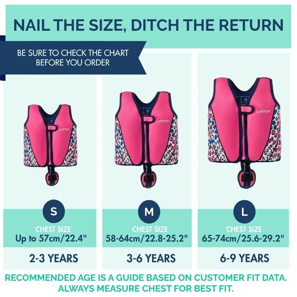 Limmys Premium Neoprene Swim Vest - Pink Leopard