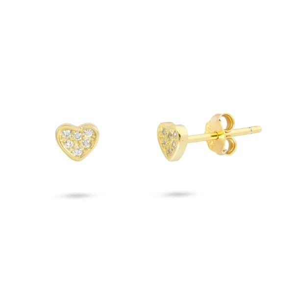 Gold Trip Crystal Heart Stud Earrings