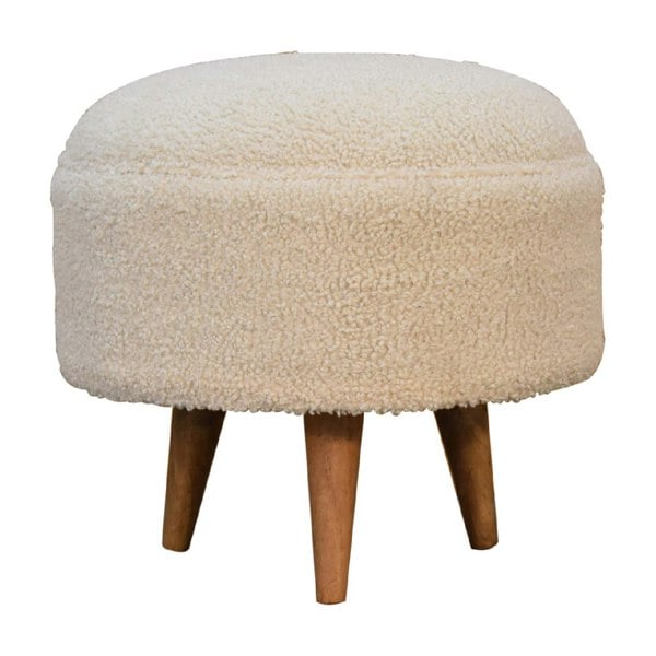 Artisan Furniture Cream Boucle Rounded Footstool