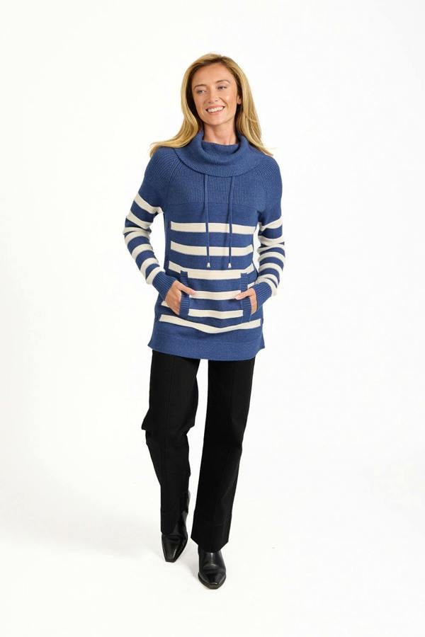 Mudflower Stripe Knit Cowl Neck Jumper