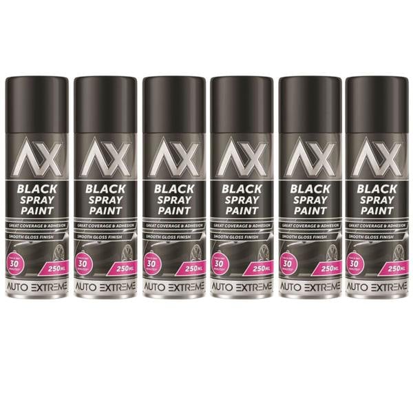 Auto Extreme 6X Auto Extreme Black Gloss Spray Paint 250ml