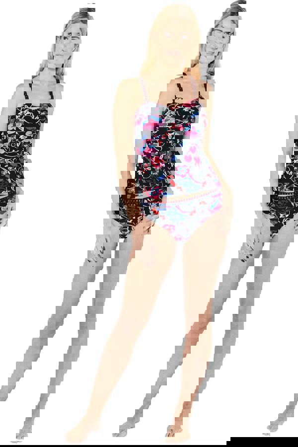 Black Floral Blanket Stitch Standard Bikini Brief Full Set