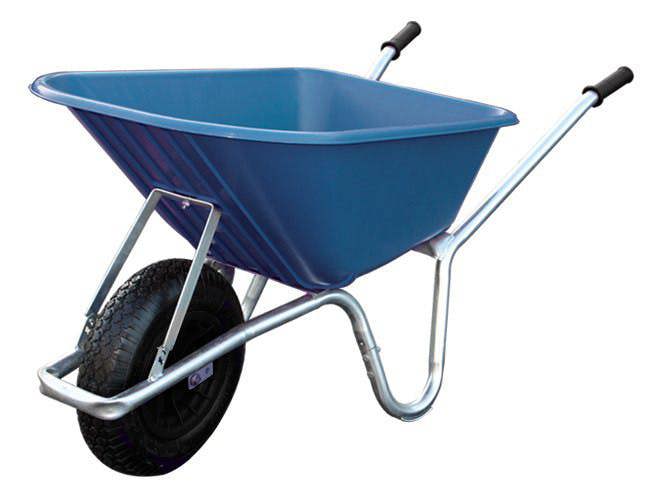Bristol Tool Company 1894 Big Mucker Blue Wheelbarrow - 100ltr / 120kg, Heavy-Duty Deep Plastic Pan, Great For Outdoor & Equestrian Use, Blue Pan