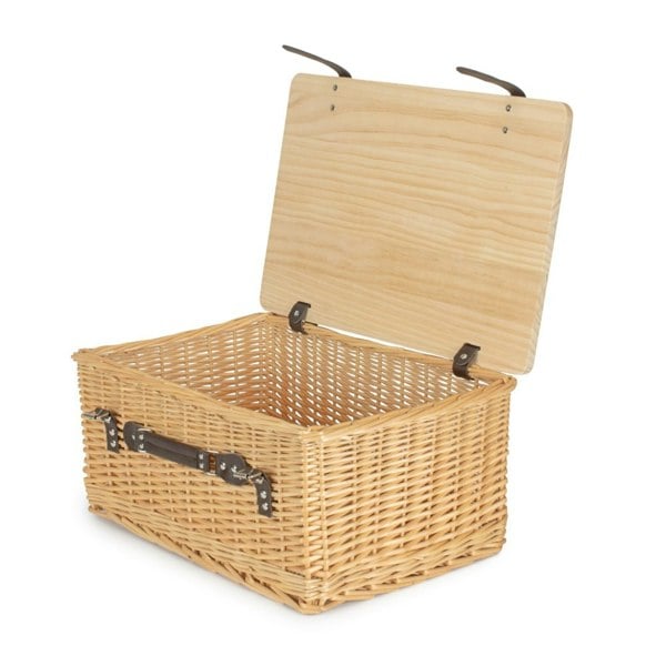 Buff Willow Empty Picnic Basket with Pinewood Lid