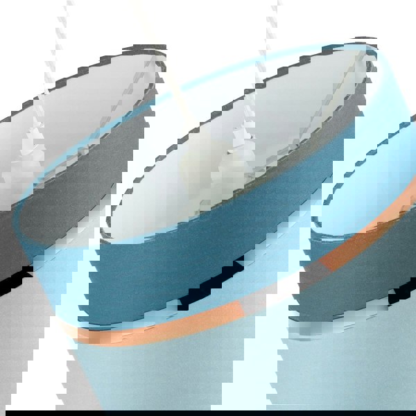 Sky and Cobalt Blue Cotton Fabric Lamp Shade with Shiny Copper Ring Image 5