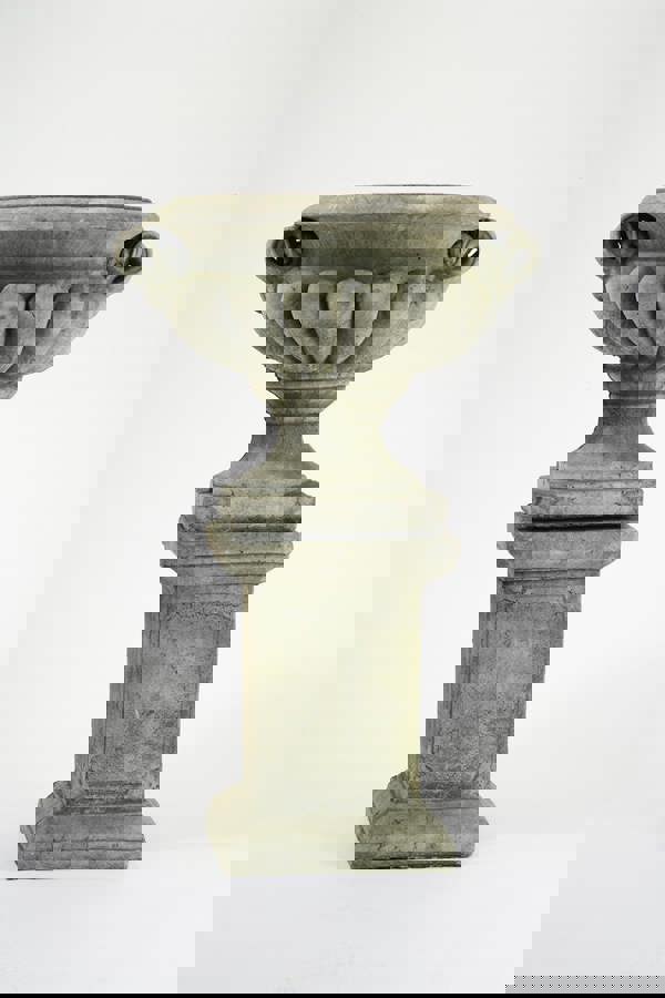 Very Large Stone Cast Garden Urn and Plinth