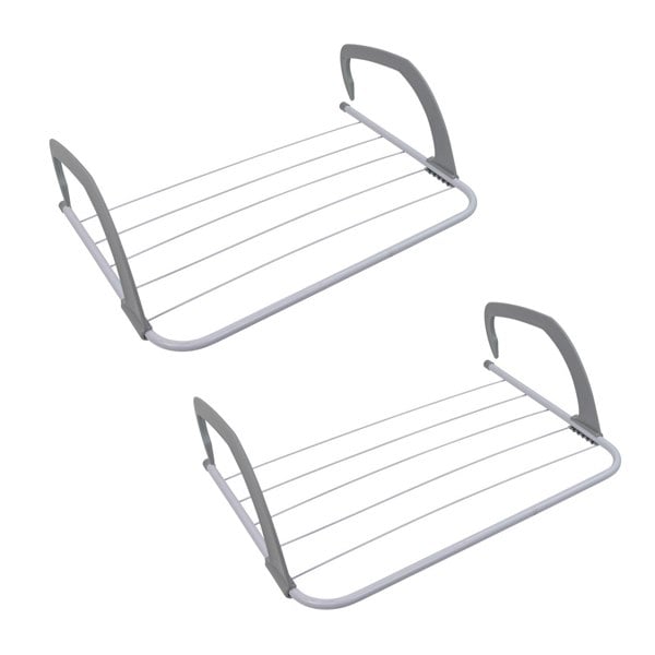 JVL Over Door Radiator Clothes Drying Airer-3M, White, Pack of 2