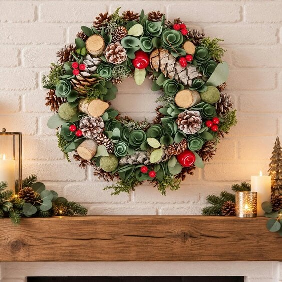 Neo Christmas Woodland Wreath Front Door 50 cm