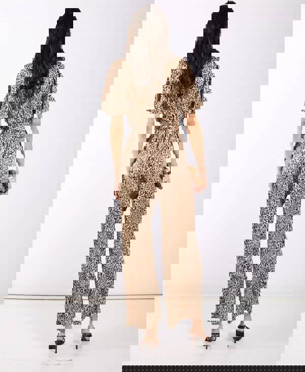 Leopard Printed Satin Jumpsuit back