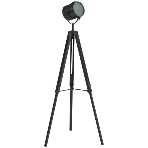Wyld Haus Suta Wood And Metal Black Tripod Searchlight Floor Lamp Adjustable Head