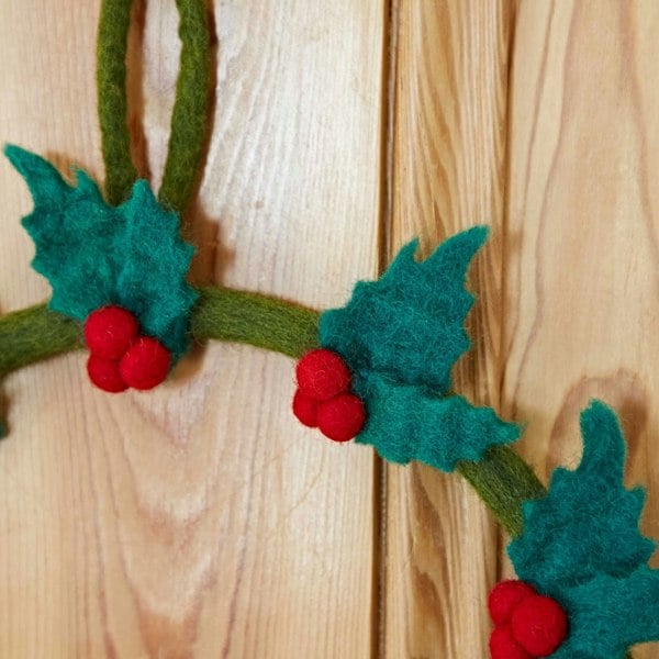 Paper High Felt Holly Christmas Wreath
