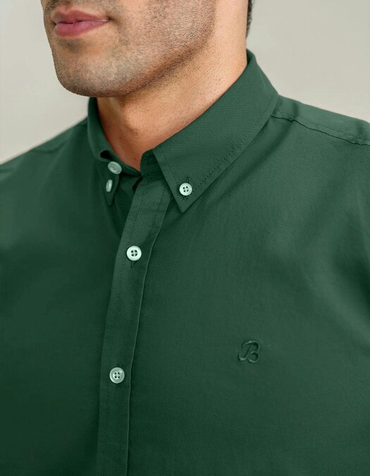 Men's Dark Green Long Sleeve Button Down Casual Shirt